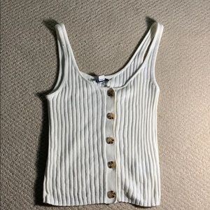 Ribbed White American Eagle Tank Top